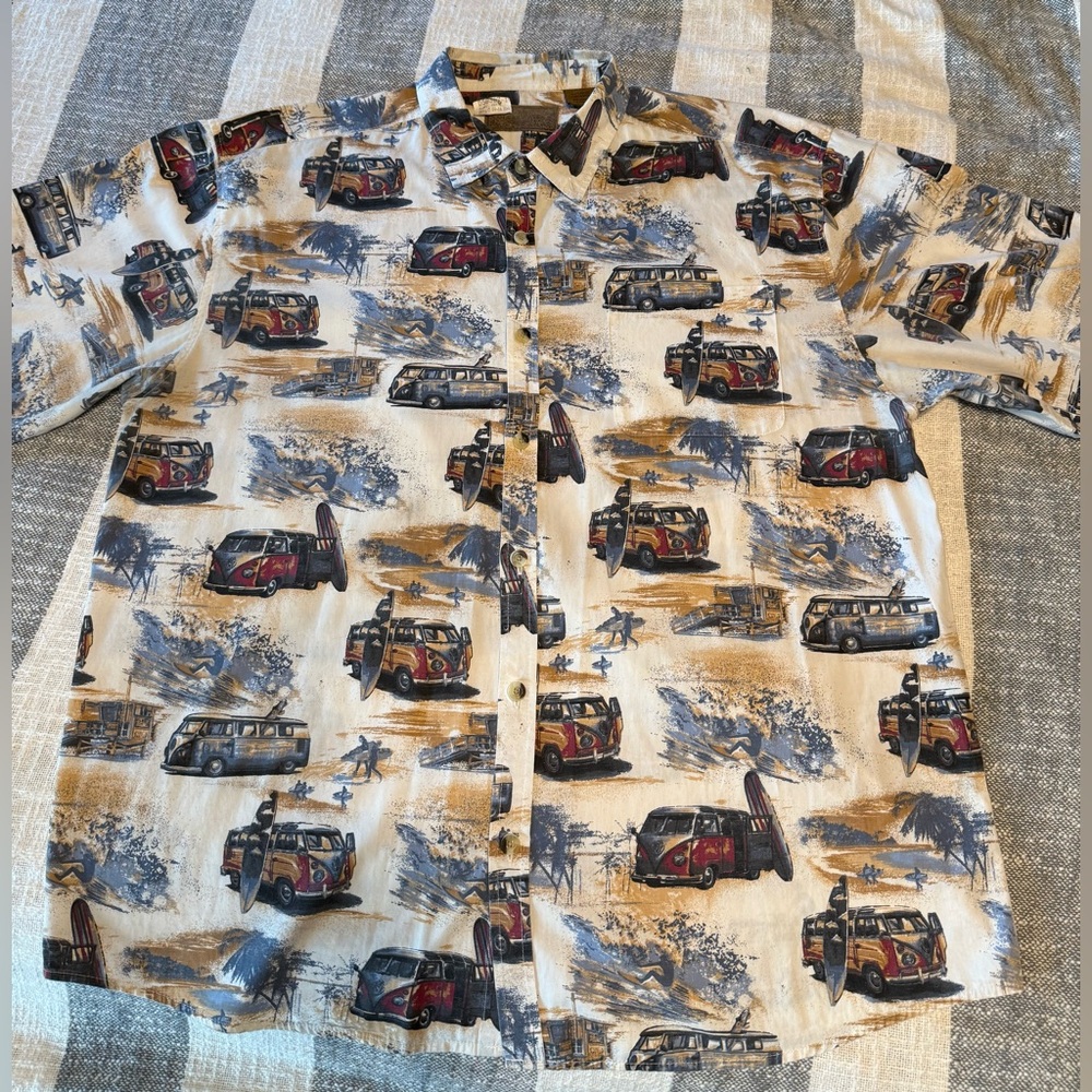 EUC Clearwater Men’s SZ XXL Button Down Shirt Hawaiian Volkswagen Vans Surfing